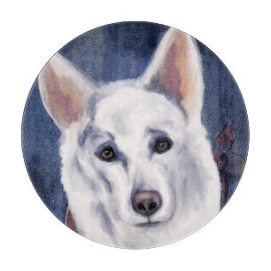 WHITE GERMAN SHEPHERD CUTTING BOARD