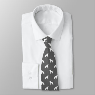 White German Shepherd Dog Silhouettes Pattern Grey Tie