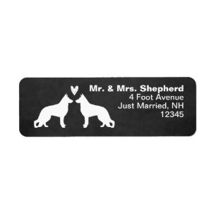 White German Shepherd Dog Silhouettes with Heart
