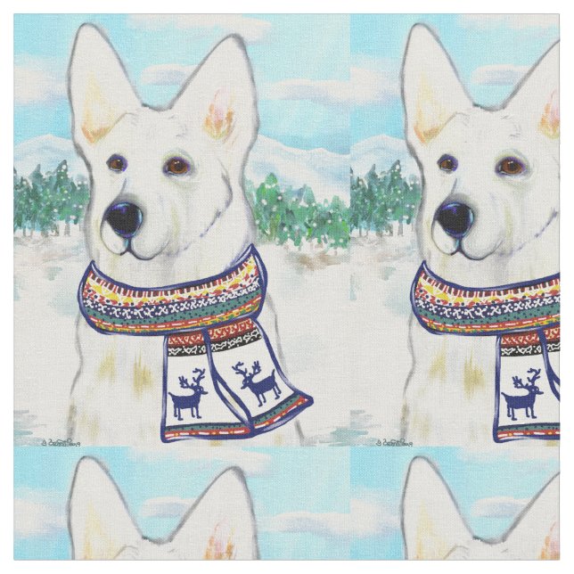 White German Shepherd Fabric (Close Up)