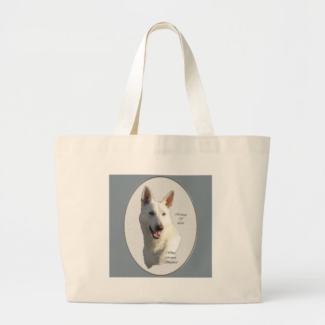 White German Shepherd Gifts Large Tote Bag (Front)