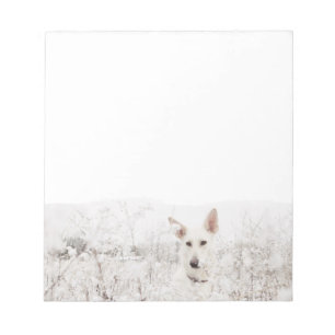 White German Shepherd in the Snow Notepad