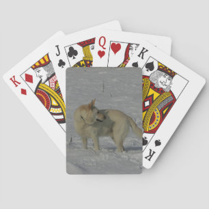 White German Shepherd in the Snow Playing Cards