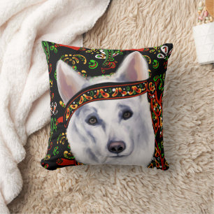 WHITE GERMAN SHEPHERD  MEXICO   CUSHION