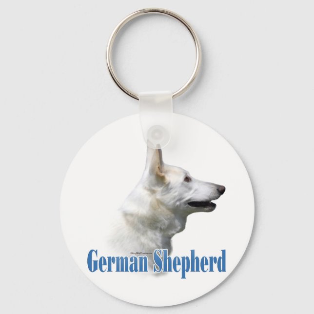 White German Shepherd Name Keychain (Front)