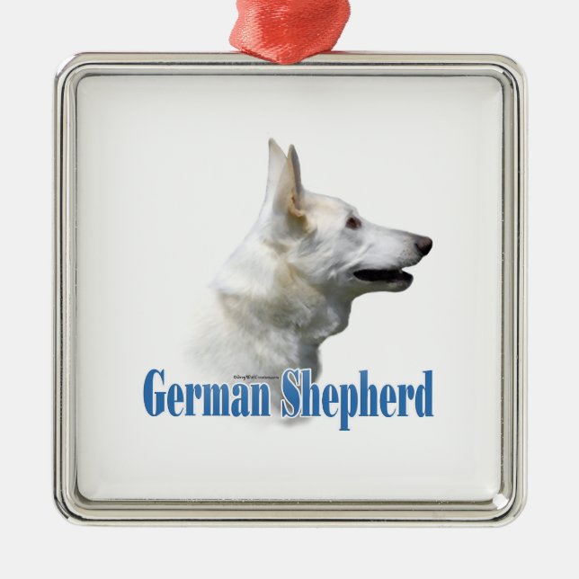 White German Shepherd Name  Metal Tree Decoration (Front)
