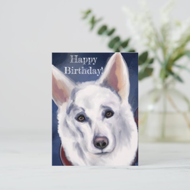 WHITE GERMAN SHEPHERD     POSTCARD (Standing Front)