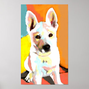 White German Shepherd Puppy Print