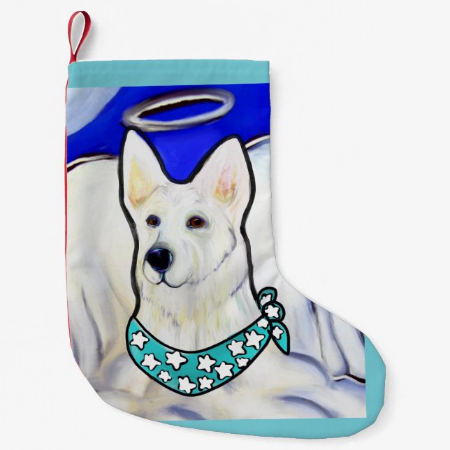 White German Shepherd Small Christmas Stocking (Front)
