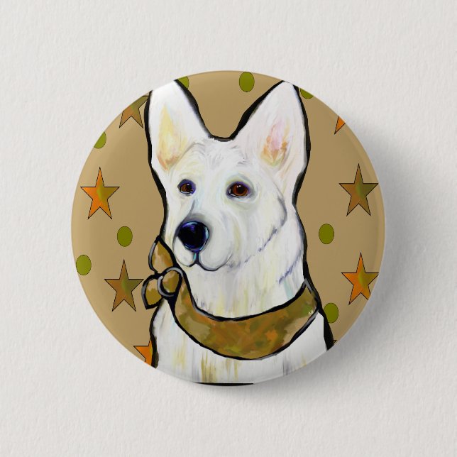 White German Shepherd Soldier 6 Cm Round Badge (Front)