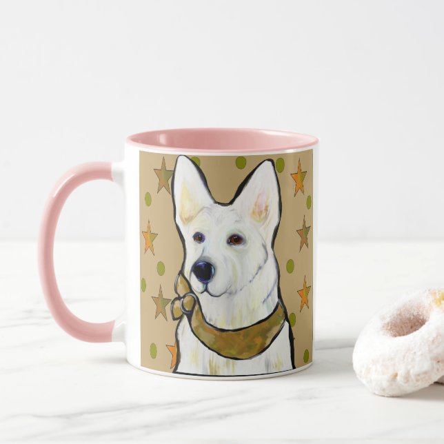 White German Shepherd Soldier Mug (With Donut)