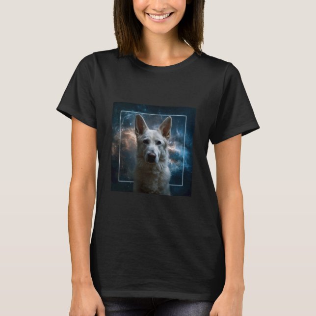 White German Shepherd Space T-Shirt (Front)