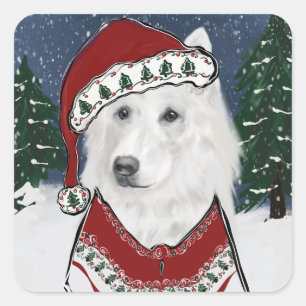 White German Shepherd  Square Sticker