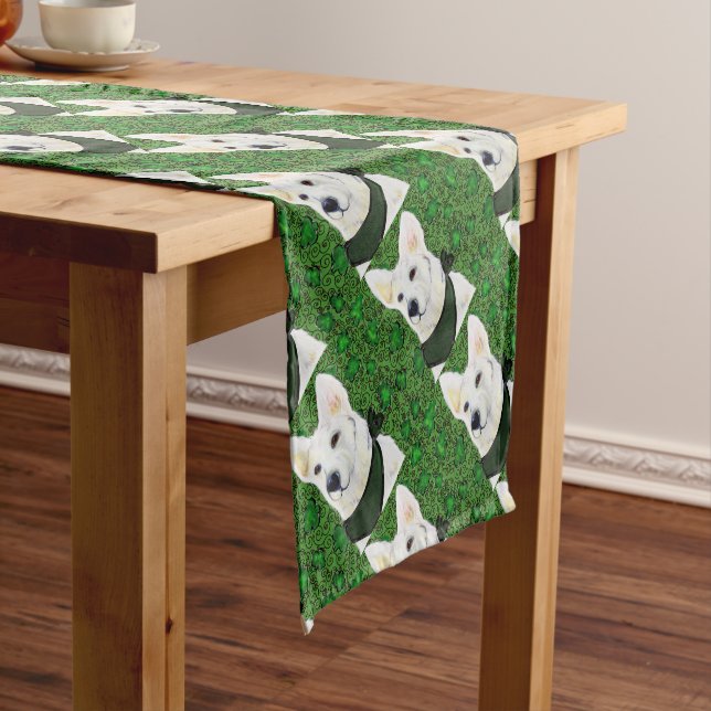 White German Shepherd St. Patty Short Table Runner (In Situ)