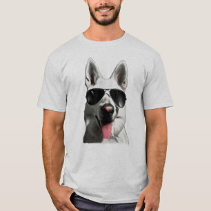 White German Shepherd wearing Sunglasses T-Shirt
