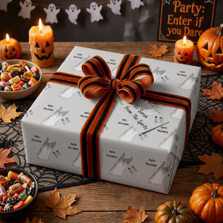 White Ghost Boo Wrapping Paper