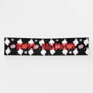 White Ghost & Pumpkin Banner – Halloween Decor