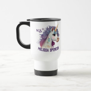 White Girls' Cute Elegant Purple Magical Unicorn Travel Mug