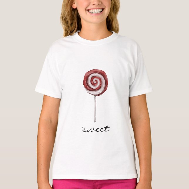 White Girl's Ringer T-shirt - 'Sweet' (Front)