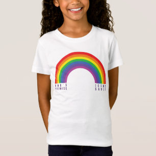 White Girl's T-shirt Rainbow God's Promise Jesus 4