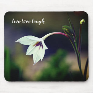 White Gladiolus Garden Flower Motivational Magnet Mouse Pad