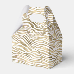 White Glam Gold Zebra Animal Print Favour Box