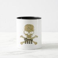 White Glam to the Bone Gold Glitter Skull