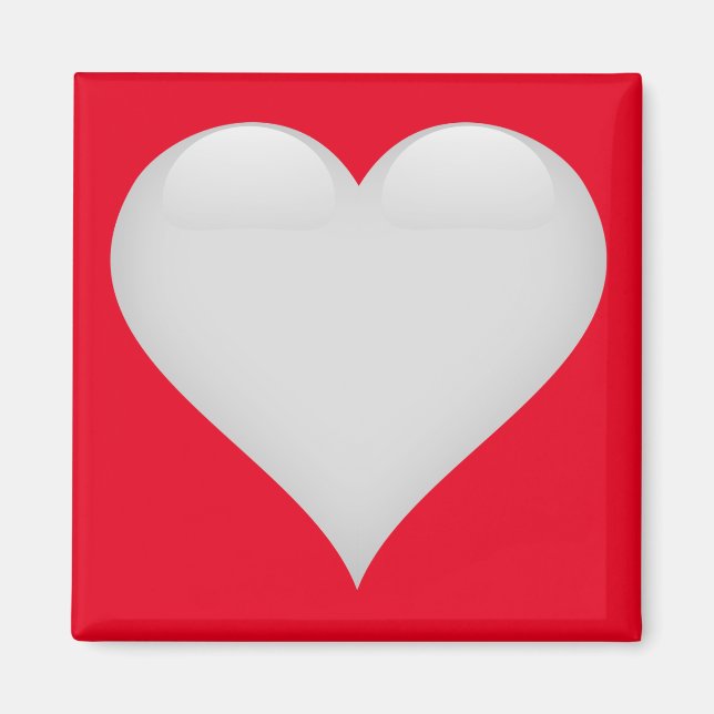 White Glass Heart Customisable Magnet (Front)