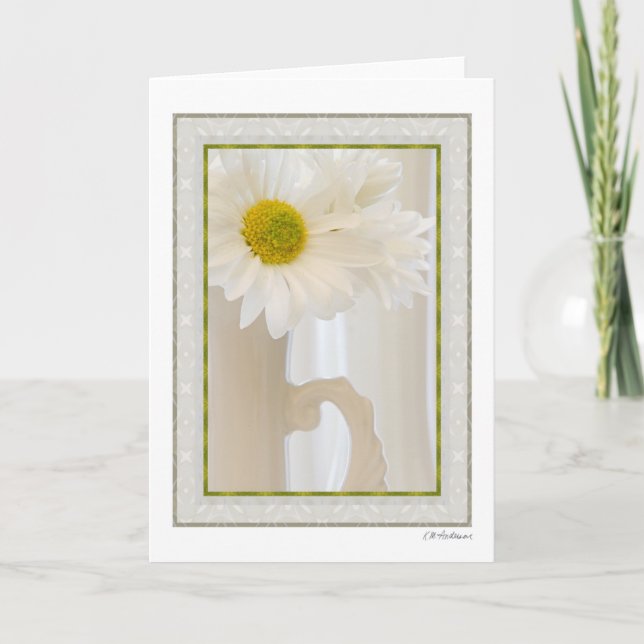 White glass with daisies 4 card (Front)