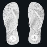 White Glitter and Diamond Jandals<br><div class="desc">Beautiful and very elegant looking Flip Flop Shoes with faux white diamonds on a faux white glitter background ready for you to personalise with your initial. ⭐This Product is 100% Customisable. *****Click on CUSTOMIZE BUTTON to add, delete, move, resize, changed around, rotate, etc... any of the graphics or text or...</div>
