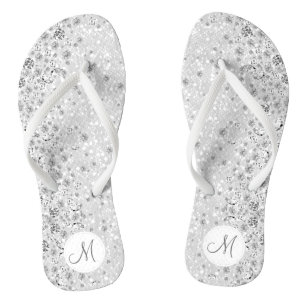 White Glitter and Diamond Jandals