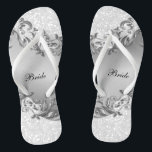 White Glitter and Grey  | Wedding Jandals<br><div class="desc">Bridal Party Flip Flop Shoes in a white glitter confetti with grey floral decorative swirls. ⭐This Product is 100% Customisable. Graphics and / or text can be added, deleted, moved, resized, changed around, rotated, etc... 99% of my designs in my store are done in layers. This makes it easy for...</div>