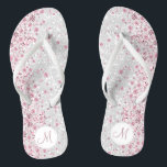 White Glitter and Pink Diamond Flip Flops<br><div class="desc">Beautiful and very elegant looking Flip Flop Shoes with faux pink diamonds on a faux white glitter background ready for you to personalise with your initial. ⭐This Product is 100% Customisable. *****Click on CUSTOMIZE BUTTON to add, delete, move, resize, changed around, rotate, etc... any of the graphics or text or...</div>