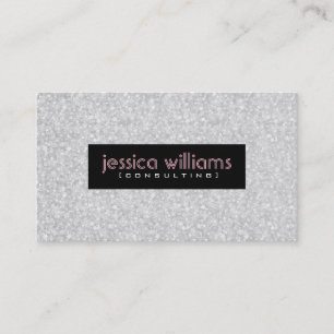 White Glitter And Sparkles Black Accents Business Card