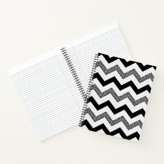 White Glitter Chevron Spiral Notebook (8.5" x 11")
