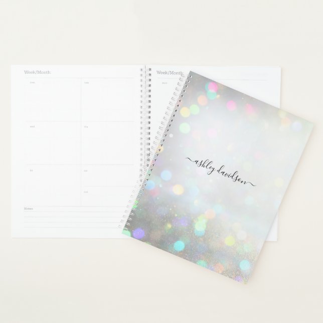 White Glitter Dust Personalised Yearly Planner (Display)