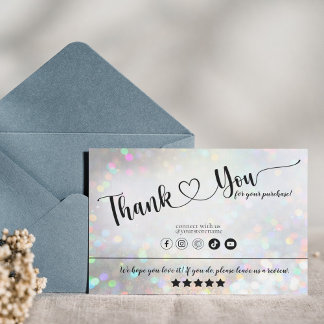 White Glitter Dust Thank You Business Card