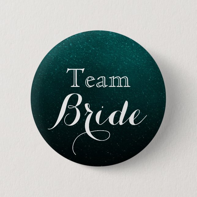 white & Glitter Green Wedding Team Bride 6 Cm Round Badge (Front)