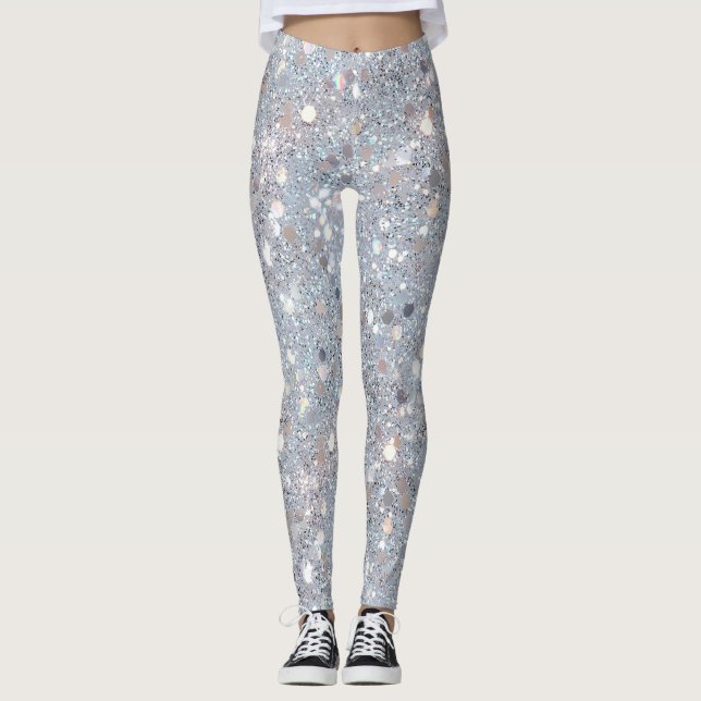 White Glitter Party Leggings (Front)