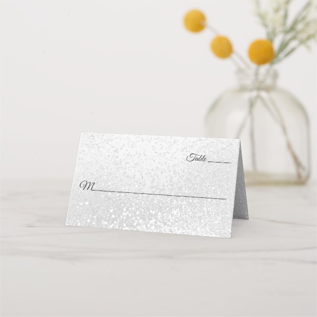 White Glitter  Place Card (Front)