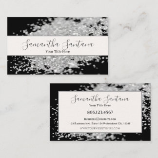 White Glitter Spill Business Card