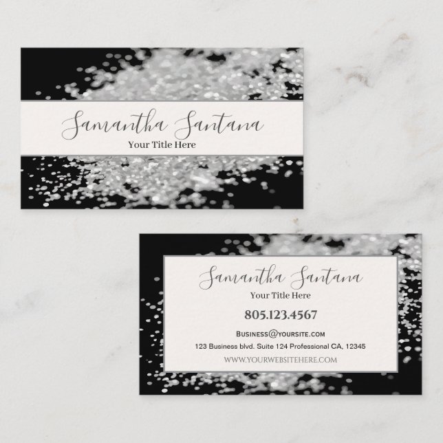 White Glitter Spill Business Card (Front/Back)