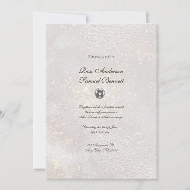 White Glitter Watercolor Shapes Wedding  Invitation (Front)