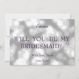 White Glitter Will You Be My Bridesmaid Invitation