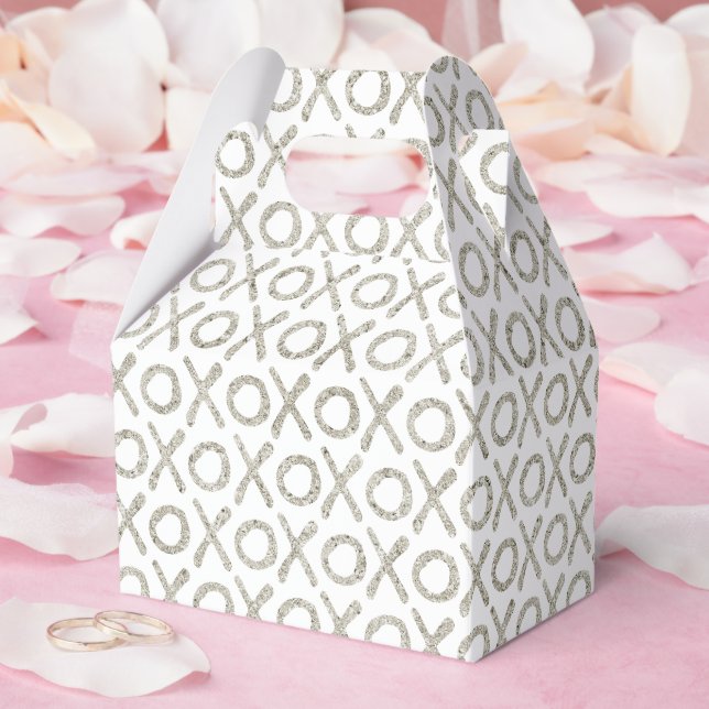 White Glitzy Silver XOXO Bridal Shower Wedding Favour Box (Wedding)