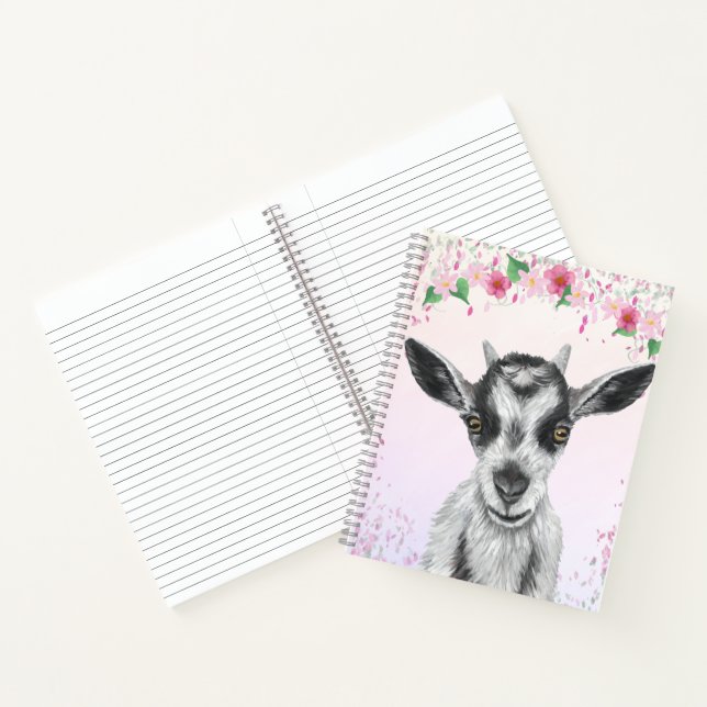 White Goat with Flowers Notebook (Inside)
