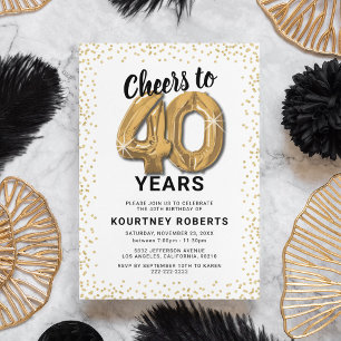 White Gold 40th Birthday Party Invitation