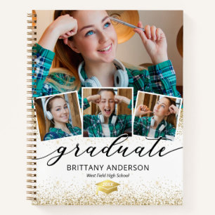 White Gold 4 Photo Graduation Guest Notebook