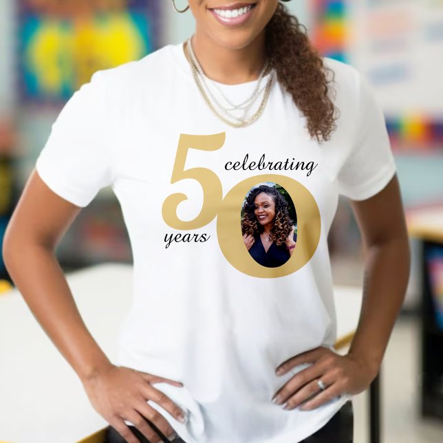 White & Gold 50 Photo Fifty Years 50th Birthday T-Shirt (White & Gold 50 Fifty Years 50th Birthday T-Shirt)