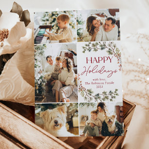 White Gold 5 Photo Happy Holidays Card
